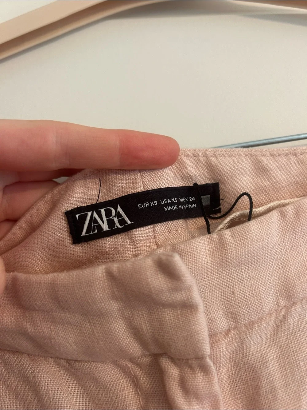 Zara Linen-Blend Light Pink Women's Pants